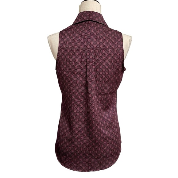 Express Brown Black Geometric Sleeveless Button Front Blouse XS - Picture 8 of 11